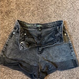 High-Waist Black Denim Women's Shorts
